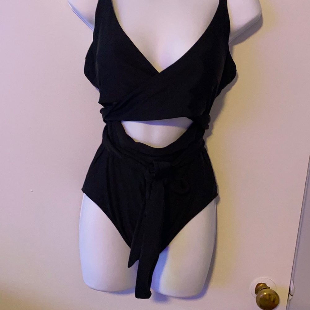 Aerie One piece black bathing suit size large